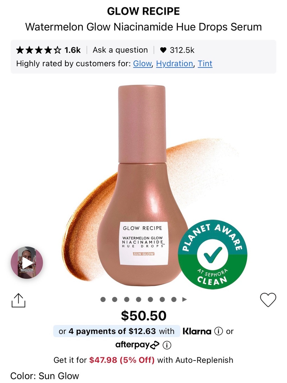 Glow Recipe Watermelon Glow Niacinamide Hue Drops